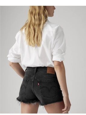 Levi's 501 Original Fit High Rise Black Denim Cutoff Shorts